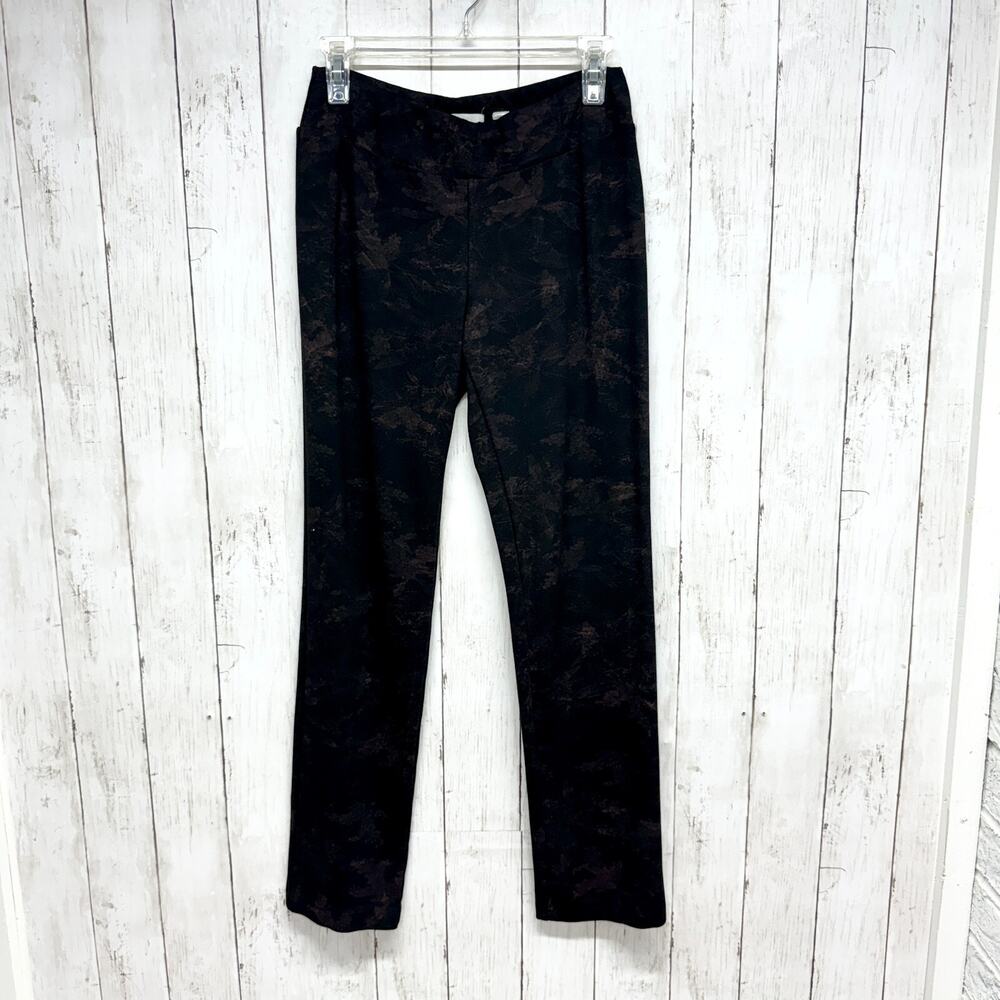 LG Lena Gabrielle Pants Women 6 Black‎ Floral Pull On Relaxed Straight Leggings